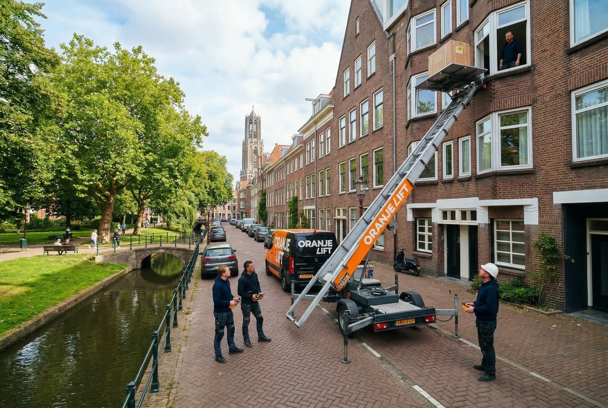 Team aan het werk met verhuislift Utrecht